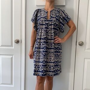 Fine‎ Garments by bell dress sheath tribal okay dress navy cream midi light 4